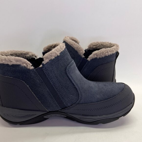 Easy Spirit Epic Cold Weather Slip-On Bootie Size 7.5M Navy Faux Fur Lined - Picture 2 of 16